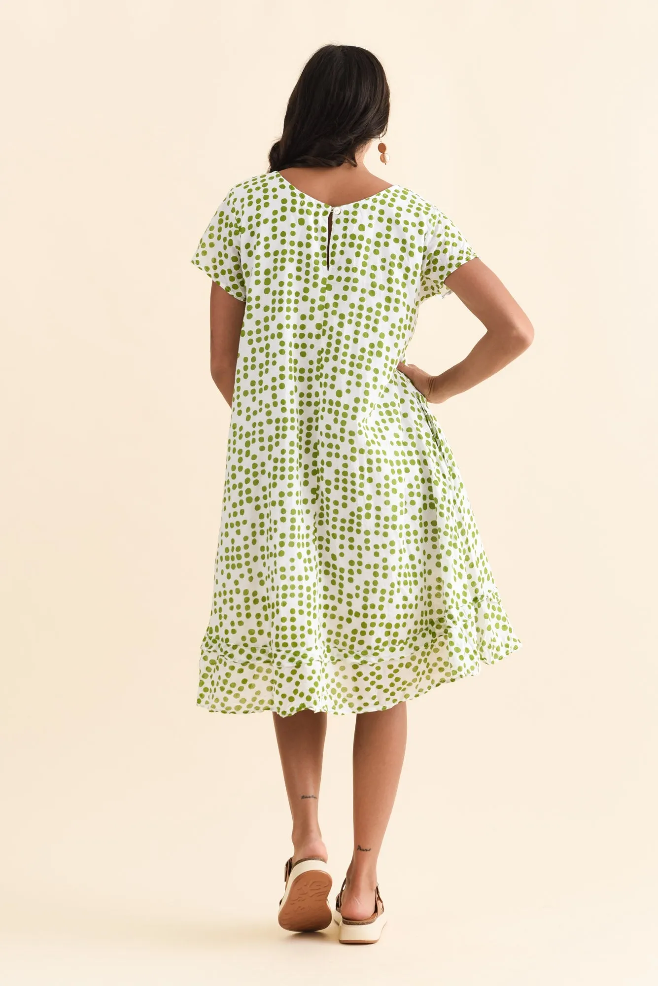 Lauren Green Spot Crinkle Cotton Dress sold by Blue Bungalow product image thumbnail 4