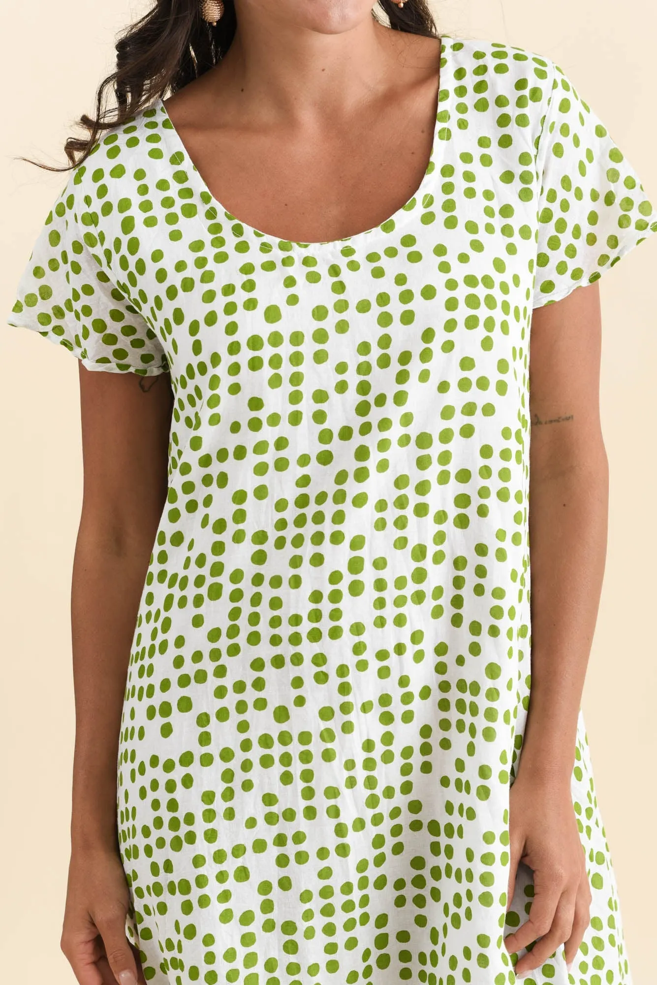 Lauren Green Spot Crinkle Cotton Dress sold by Blue Bungalow product image thumbnail 5