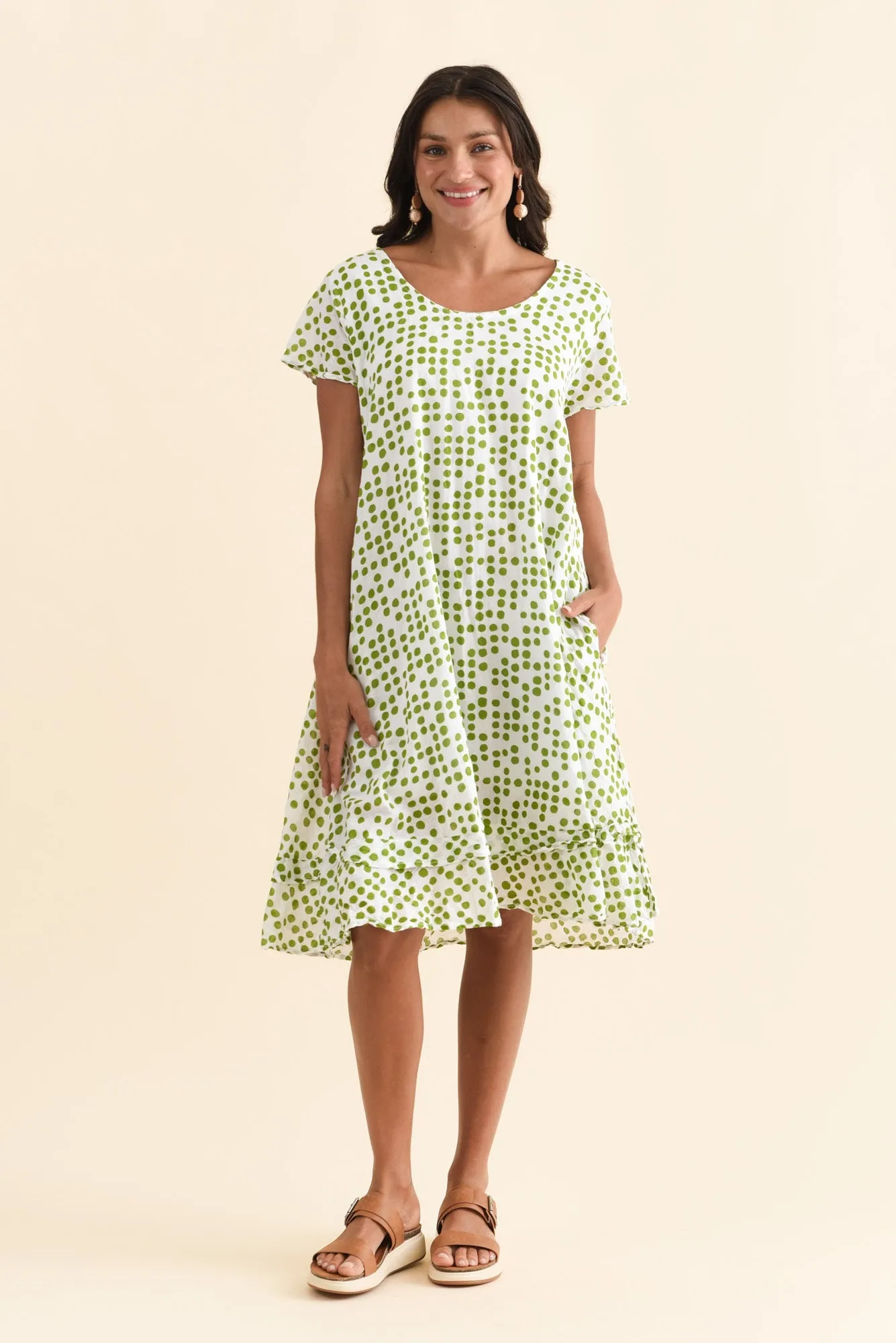 Lauren Green Spot Crinkle Cotton Dress sold by Blue Bungalow product image thumbnail 2