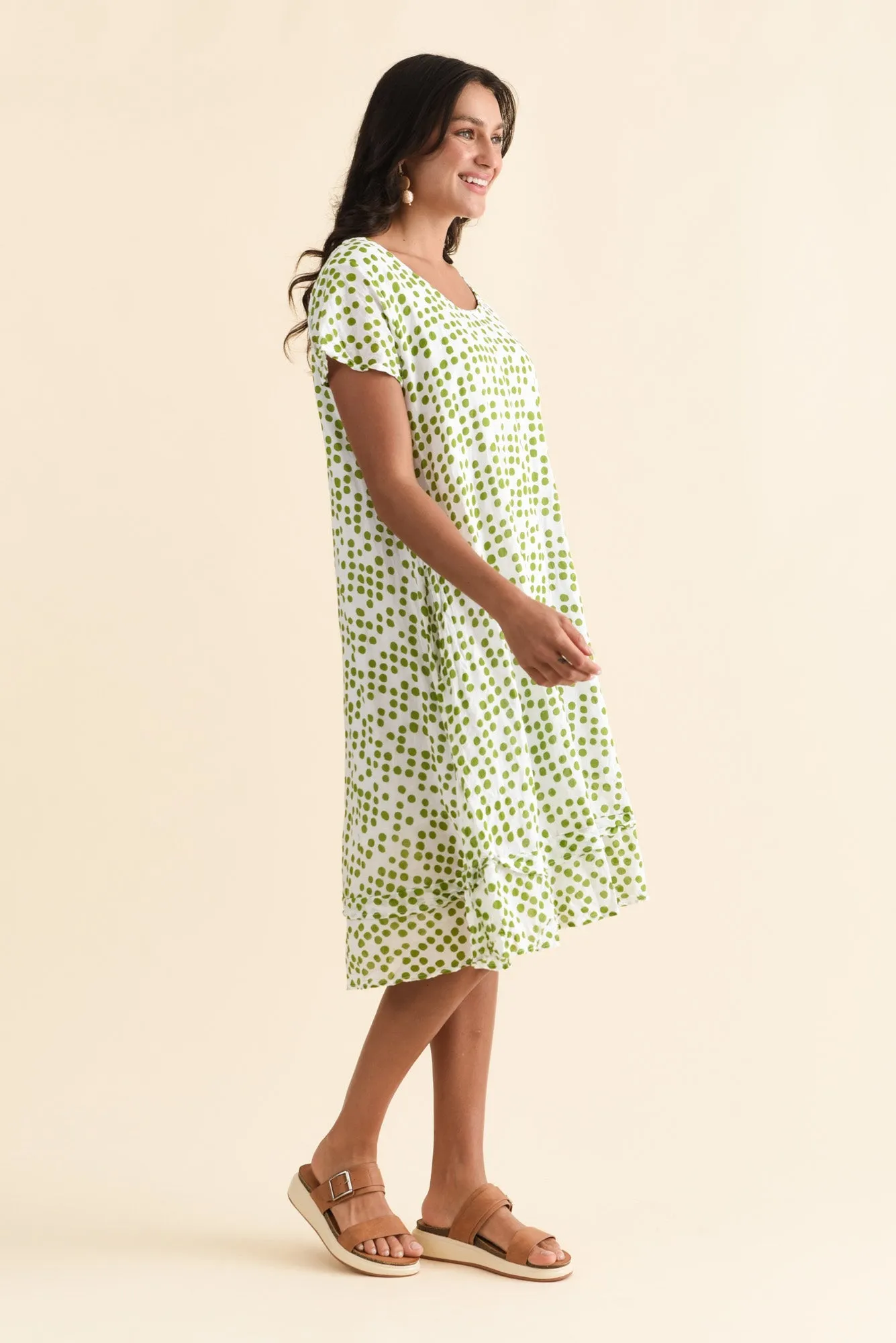 Lauren Green Spot Crinkle Cotton Dress sold by Blue Bungalow product image thumbnail 3