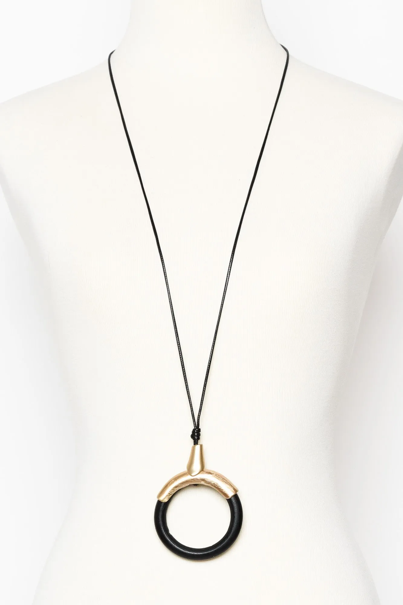 Carly Black Wood Circle Necklace sold by Blue Bungalow
