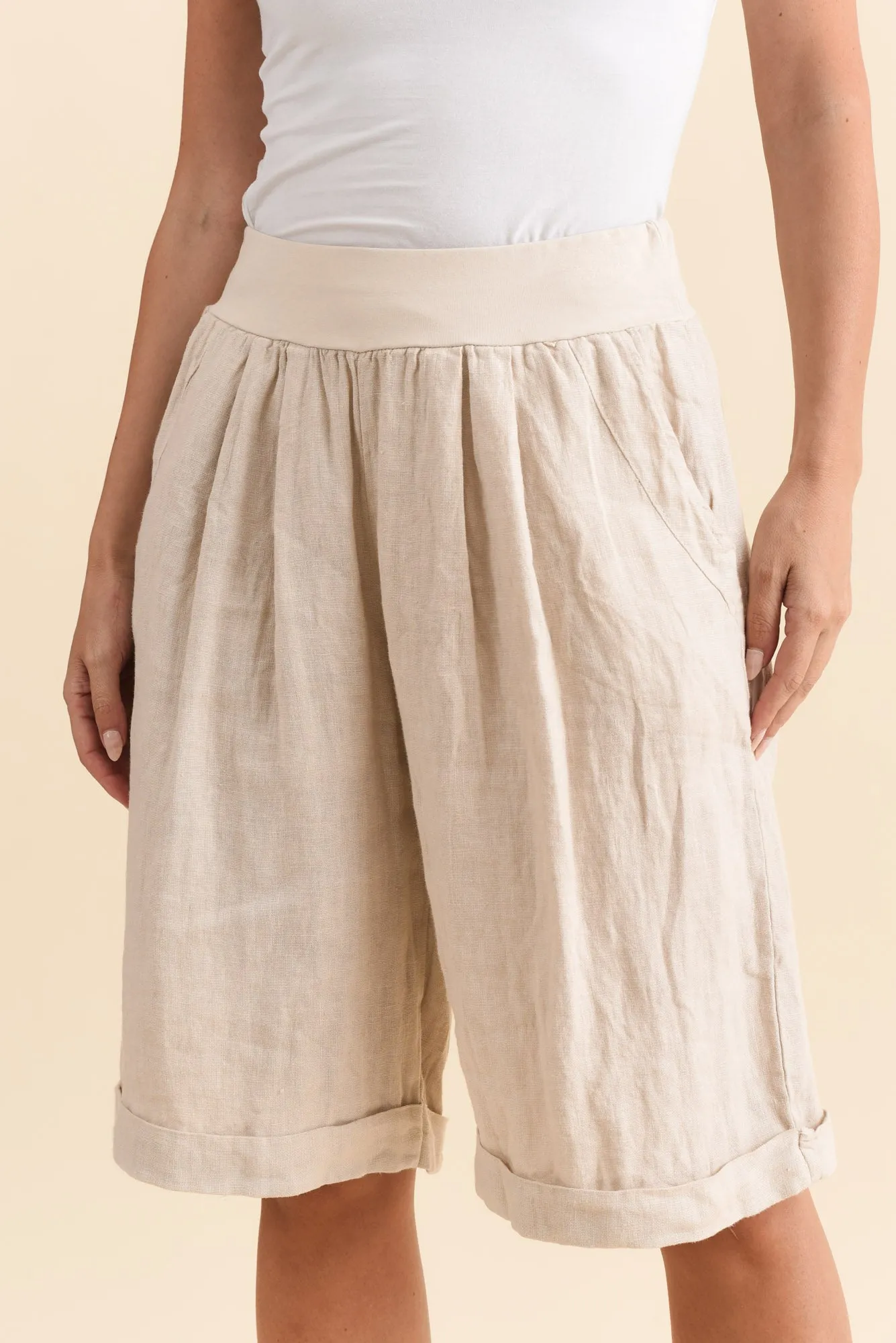 Betsy Beige Linen Pocket Shorts sold by Blue Bungalow product image thumbnail 5
