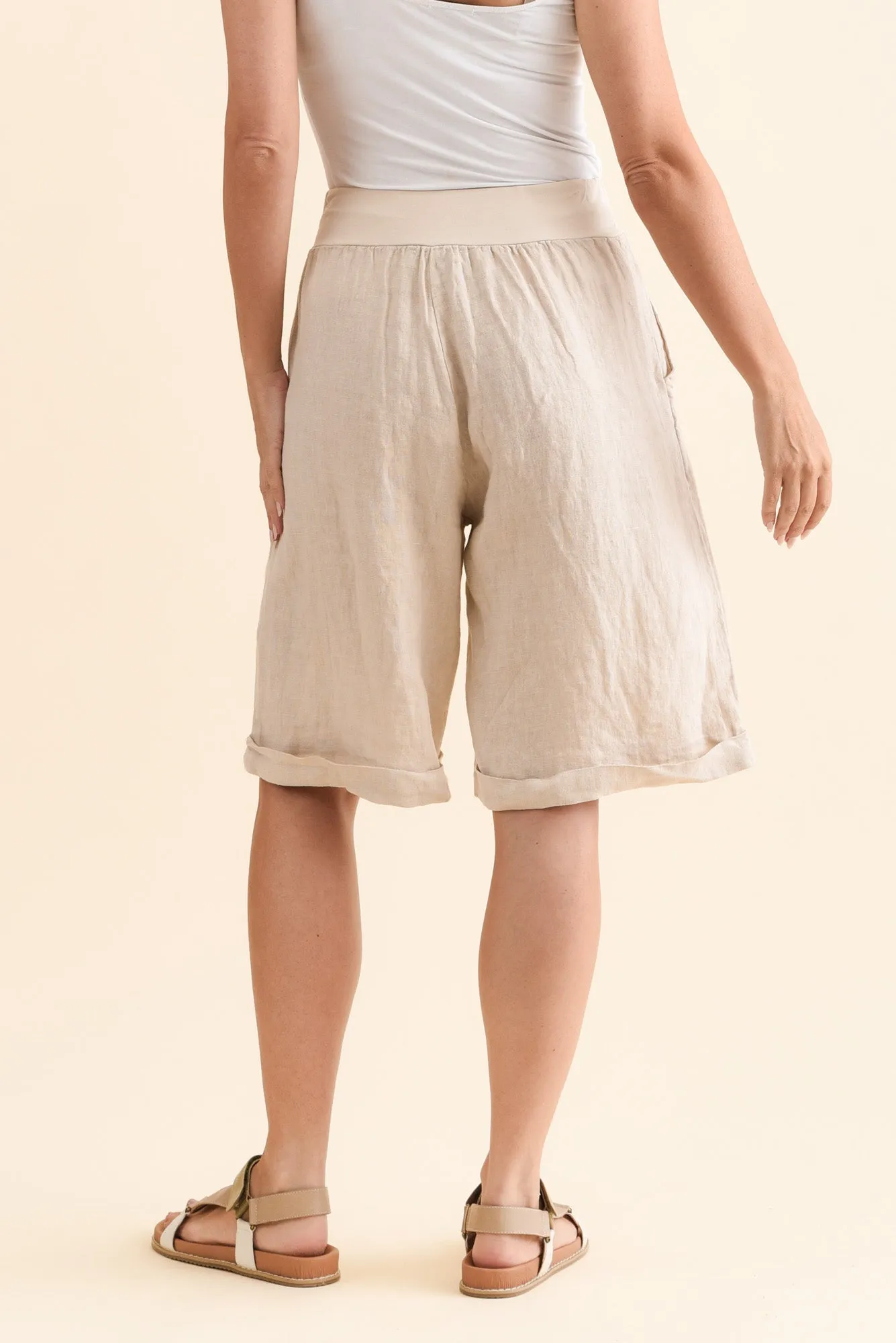 Betsy Beige Linen Pocket Shorts sold by Blue Bungalow product image thumbnail 4
