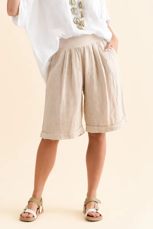 Betsy Beige Linen Pocket Shorts sold by Blue Bungalow