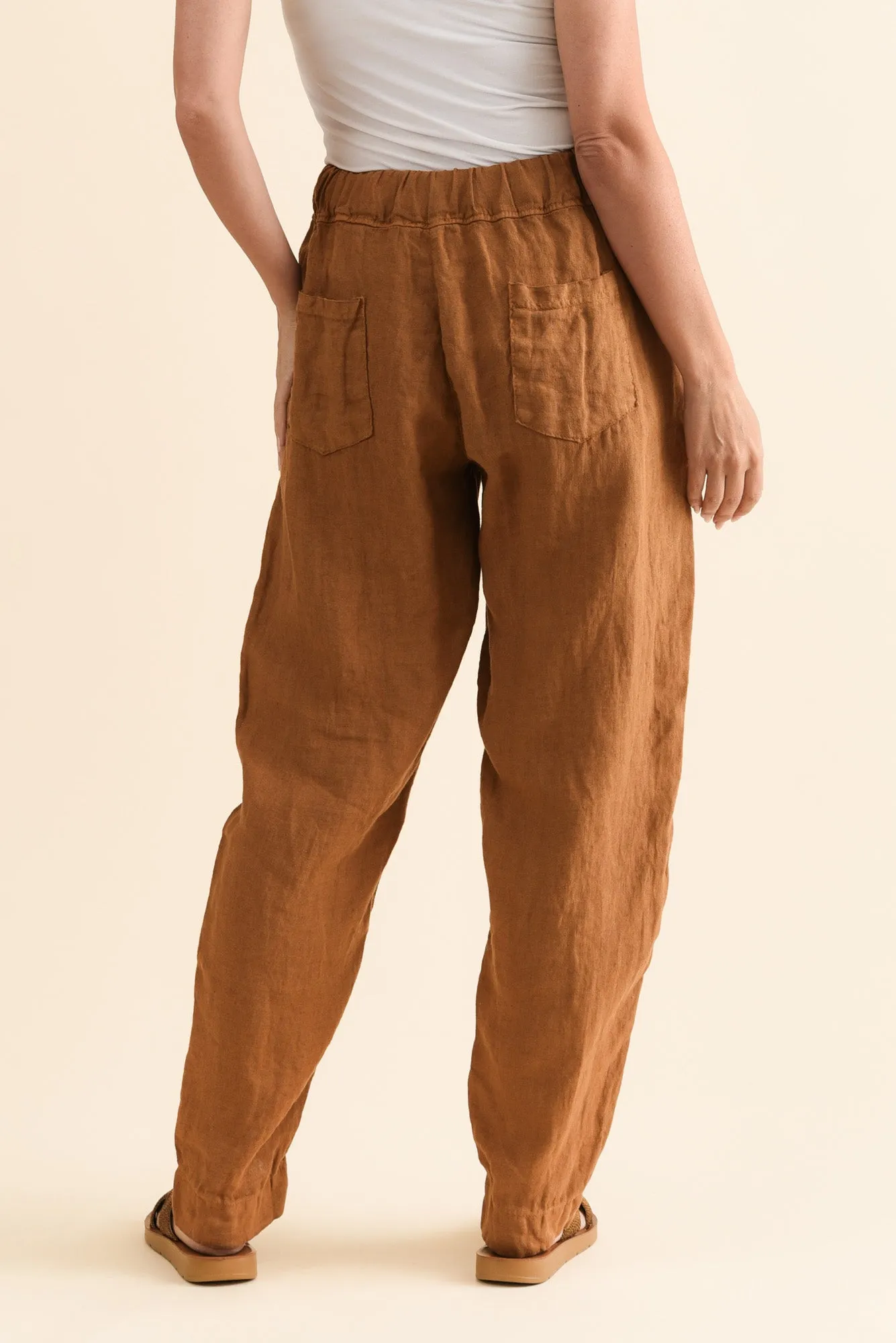 Darius Tan Linen Drawstring Pants sold by Blue Bungalow product image thumbnail 4