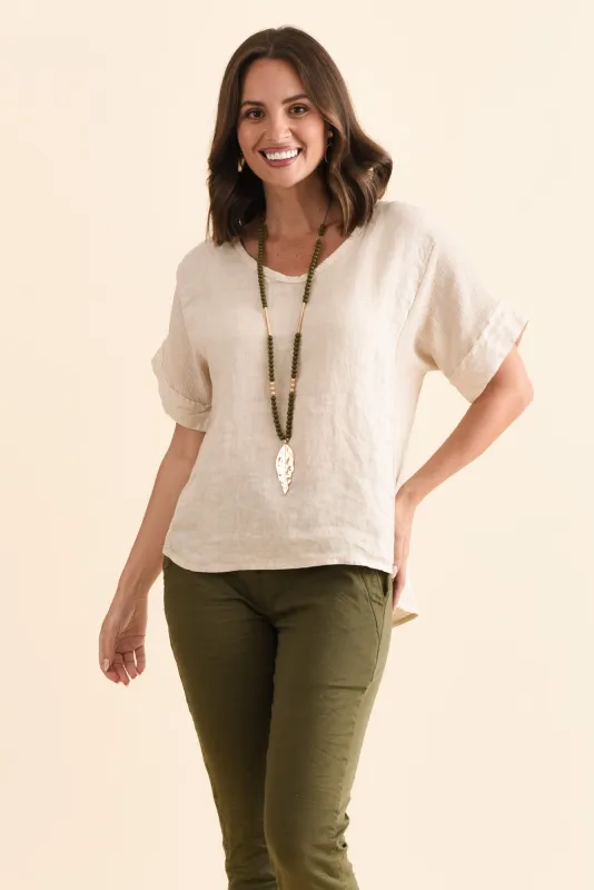 Casper Natural Linen Cotton Top sold by Blue Bungalow