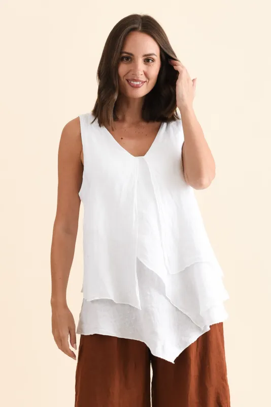 Lagos White Linen Layered Tank sold by Blue Bungalow