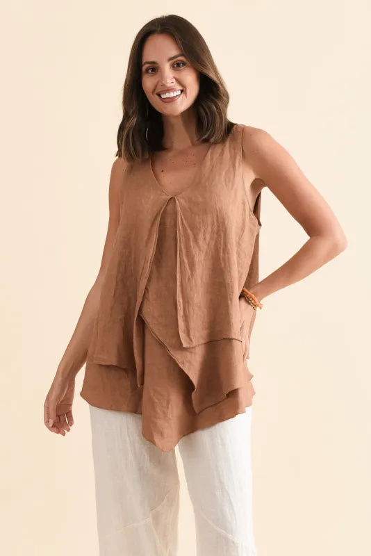 Lagos Rust Linen Layered Tank sold by Blue Bungalow