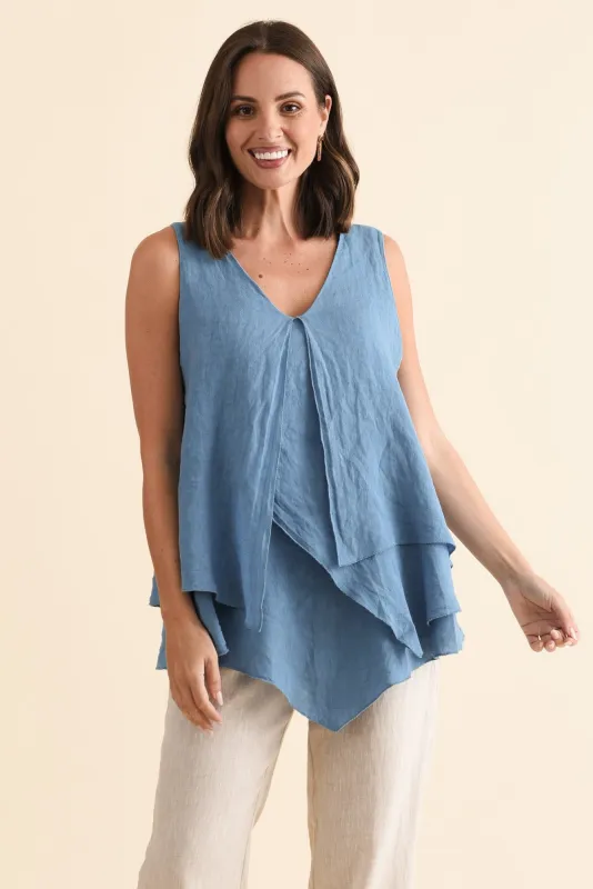 Lagos Steel Linen Layered Tank sold by Blue Bungalow