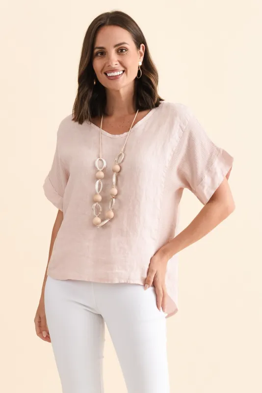 Casper Pink Linen Cotton Top sold by Blue Bungalow