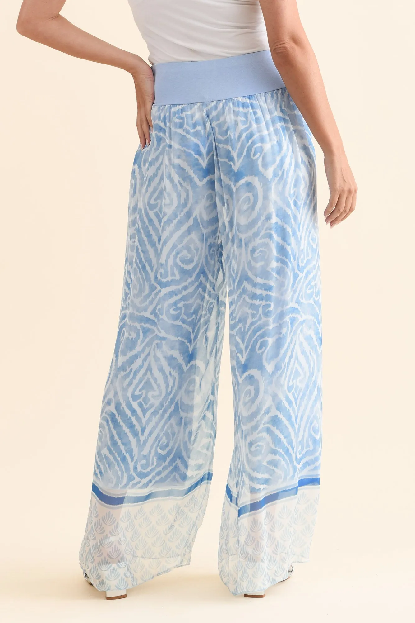 Reba Blue Swirl Silk Layer Pants sold by Blue Bungalow product image thumbnail 4