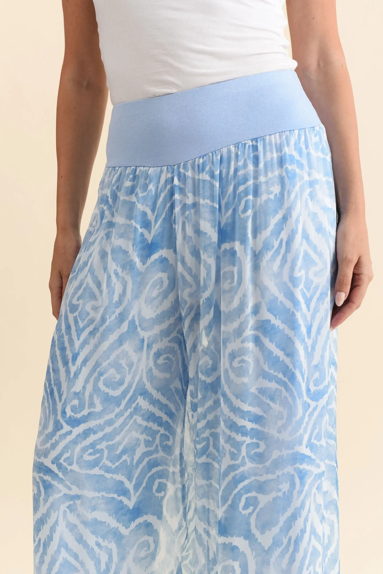 Reba Blue Swirl Silk Layer Pants sold by Blue Bungalow product image thumbnail 5