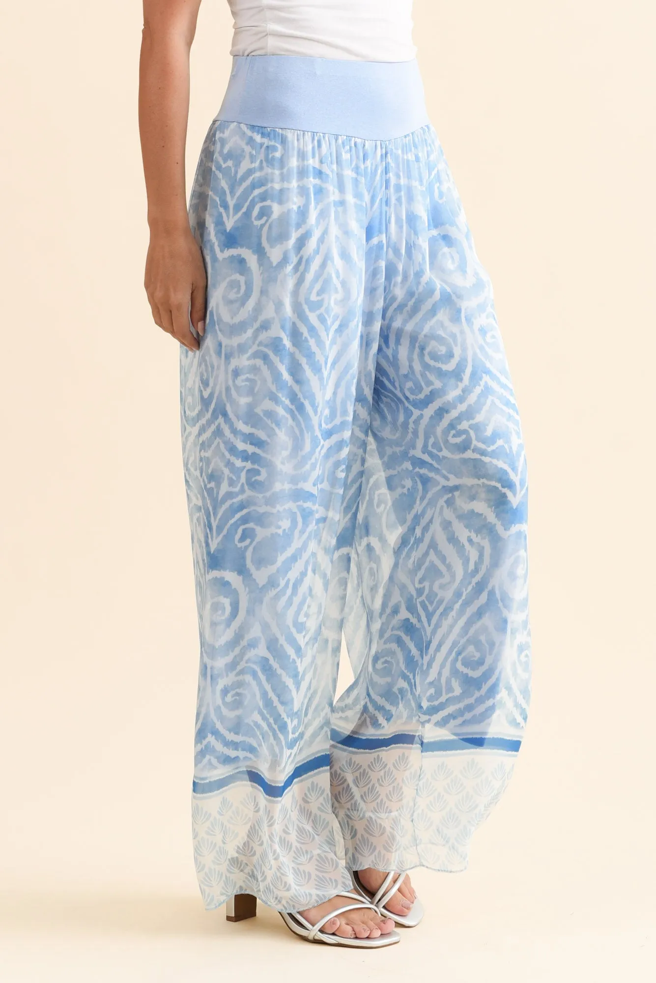 Reba Blue Swirl Silk Layer Pants sold by Blue Bungalow product image thumbnail 3