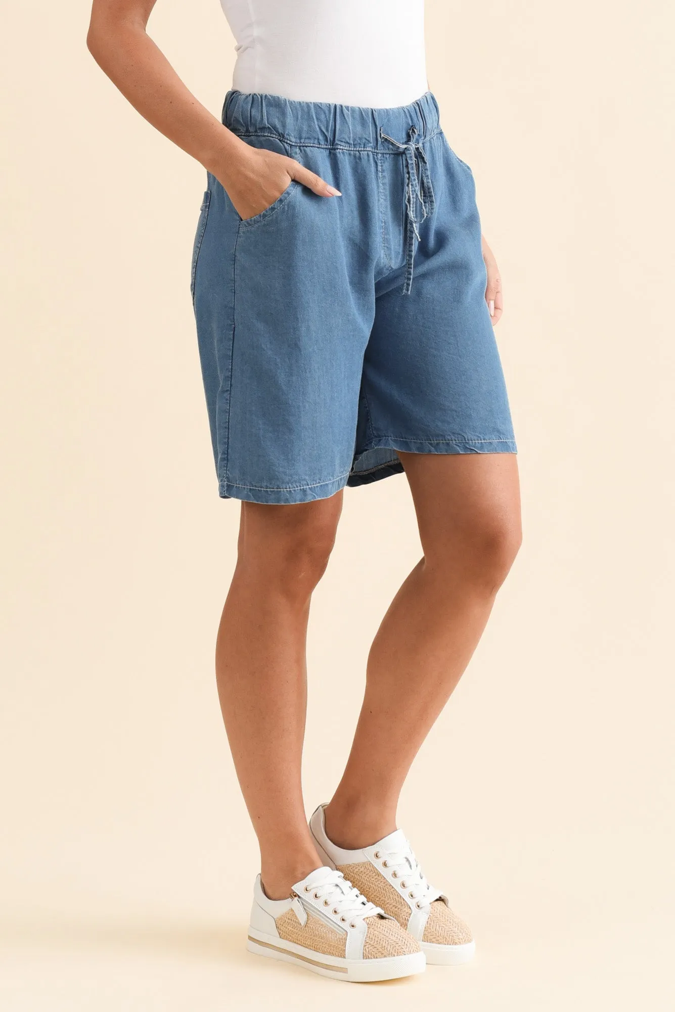 Twila Blue Drawstring Shorts sold by Blue Bungalow product image thumbnail 3
