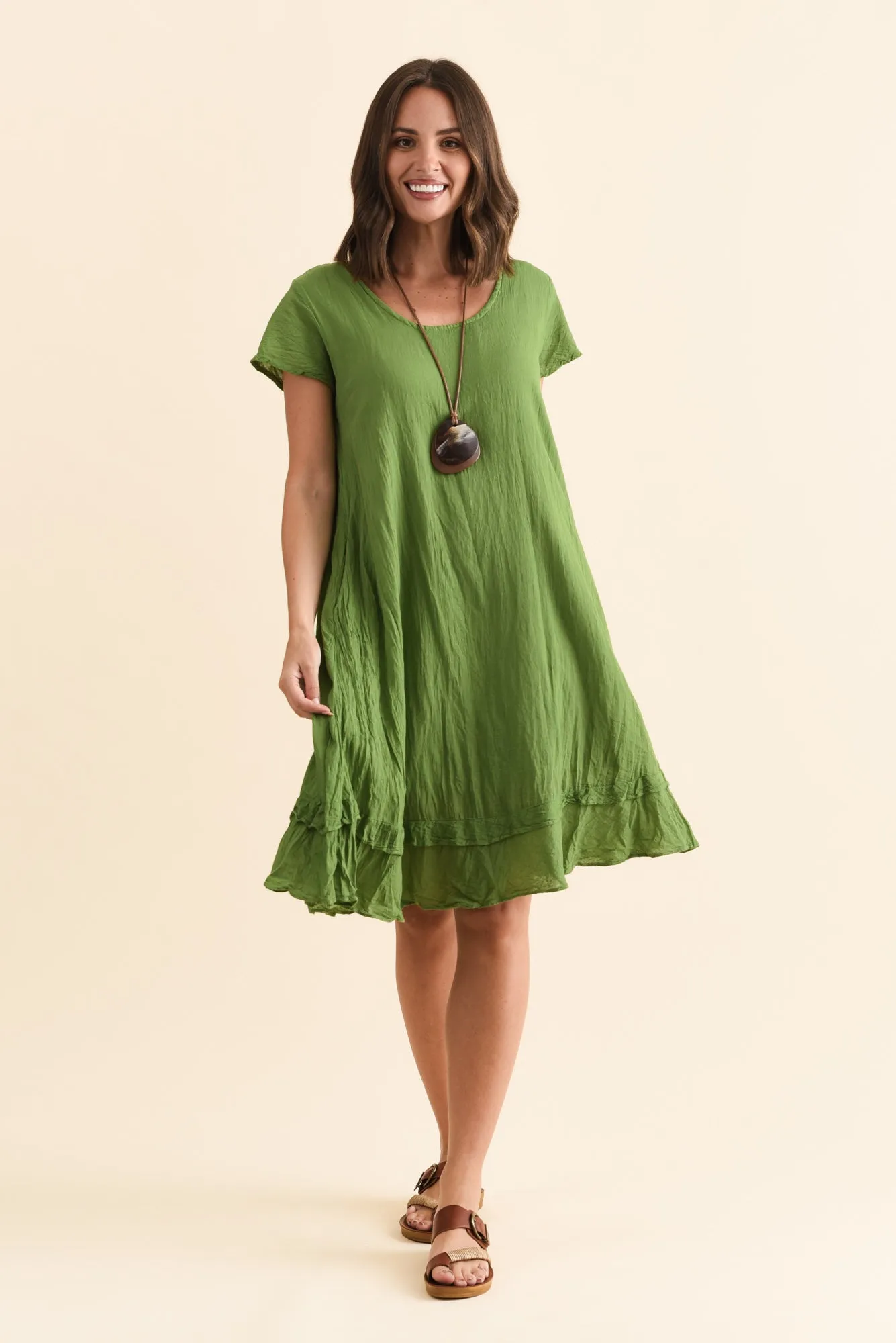 Lauren Green Crinkle Cotton Dress sold by Blue Bungalow product image thumbnail 2
