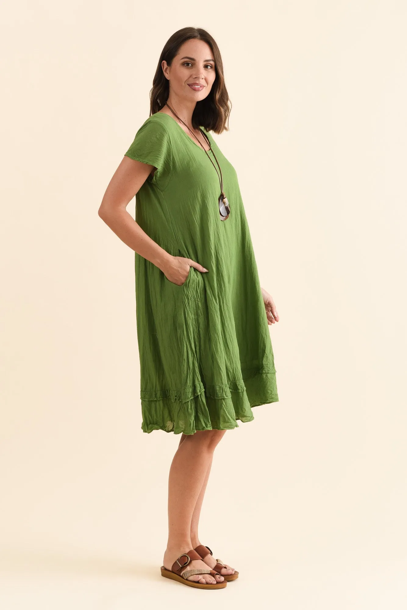 Lauren Green Crinkle Cotton Dress sold by Blue Bungalow product image thumbnail 3