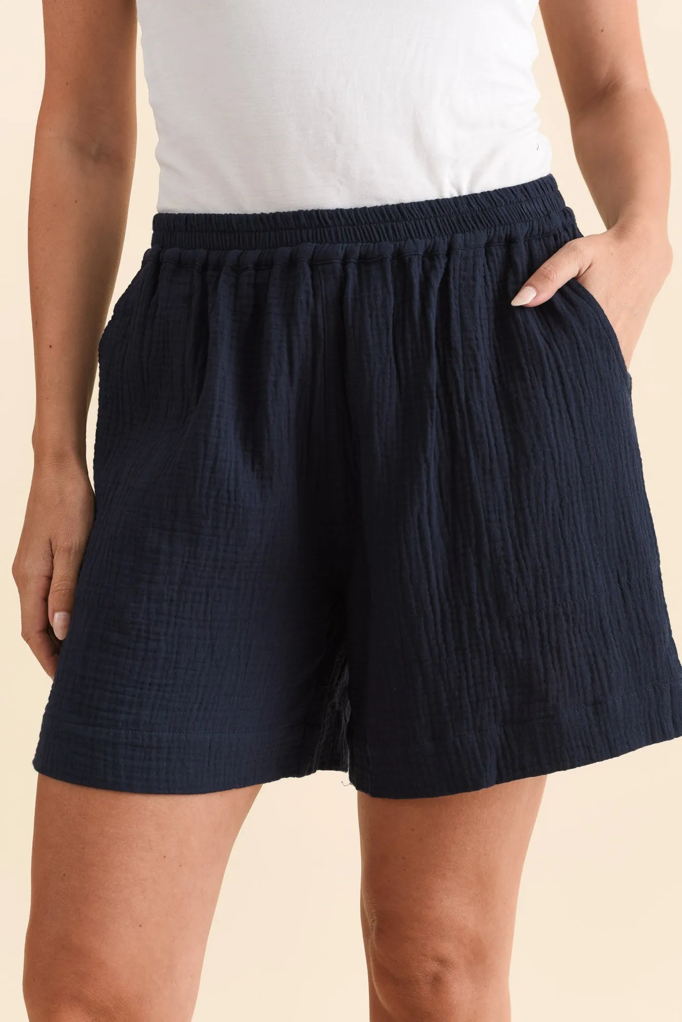 Madrid Navy Cotton Shorts sold by Blue Bungalow product image thumbnail 5