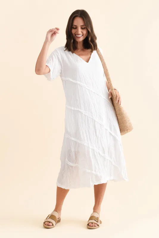 Vanessa White Diagonal Seam Dress sold by Blue Bungalow