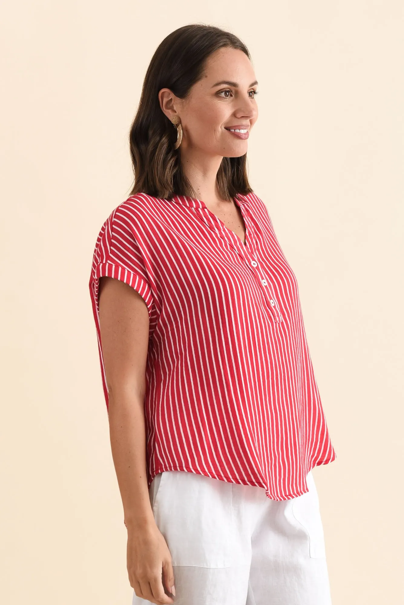 Lorelai Red Stripe Cotton Top sold by Blue Bungalow product image thumbnail 3