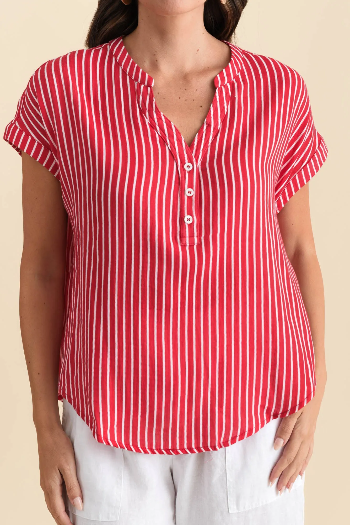 Lorelai Red Stripe Cotton Top sold by Blue Bungalow product image thumbnail 5