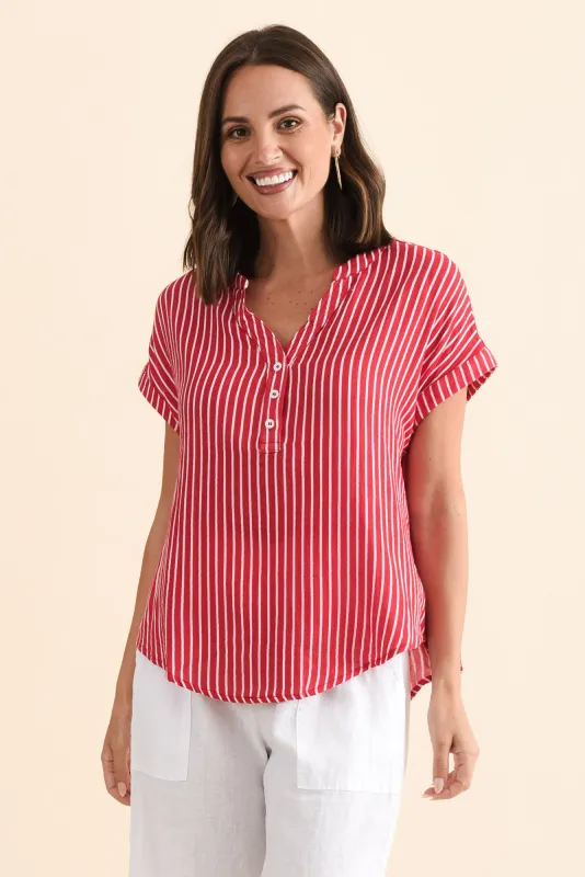 Lorelai Red Stripe Cotton Top sold by Blue Bungalow