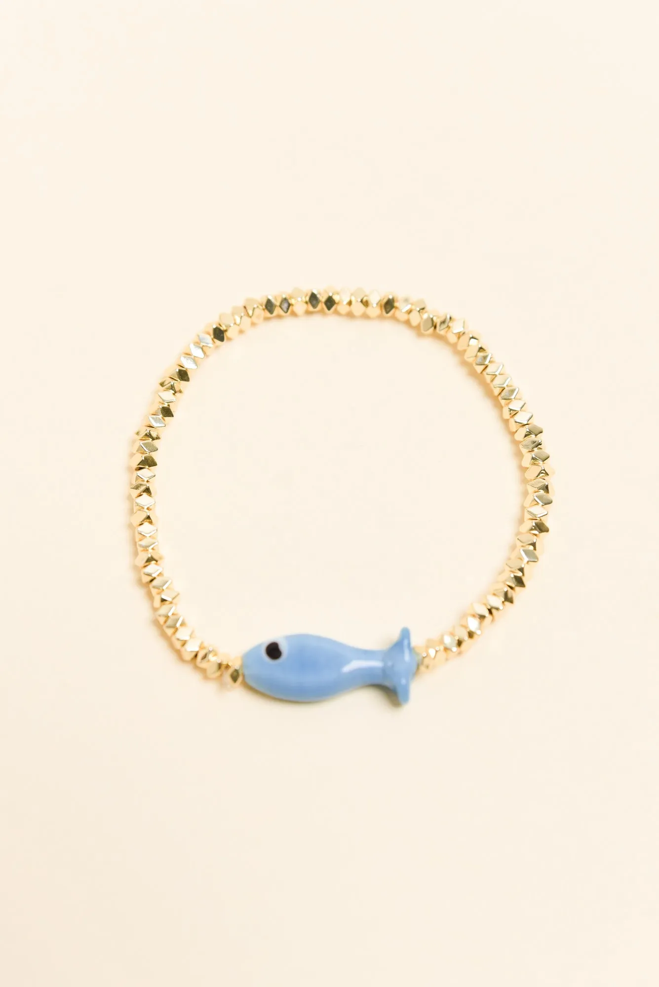 Ida Blue Fish Beaded Bracelet sold by Blue Bungalow