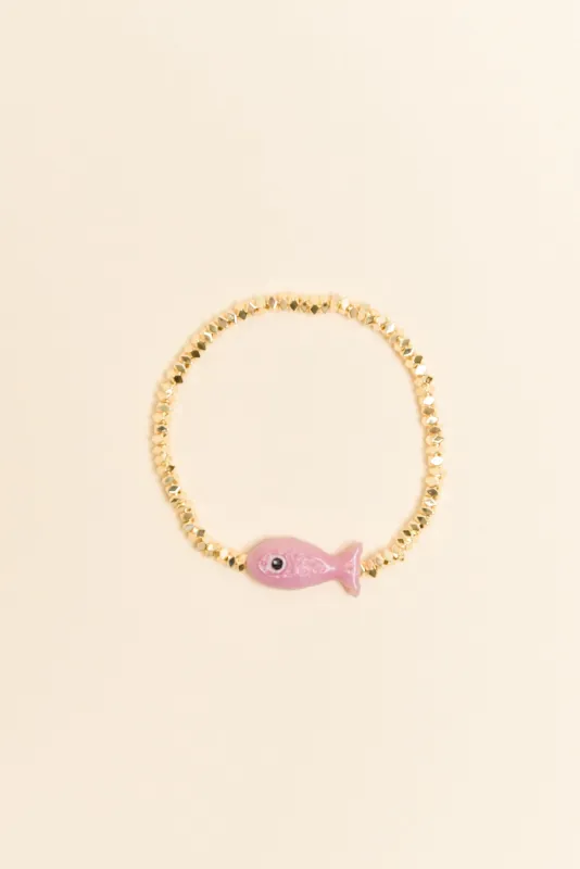 Ida Pink Fish Beaded Bracelet sold by Blue Bungalow