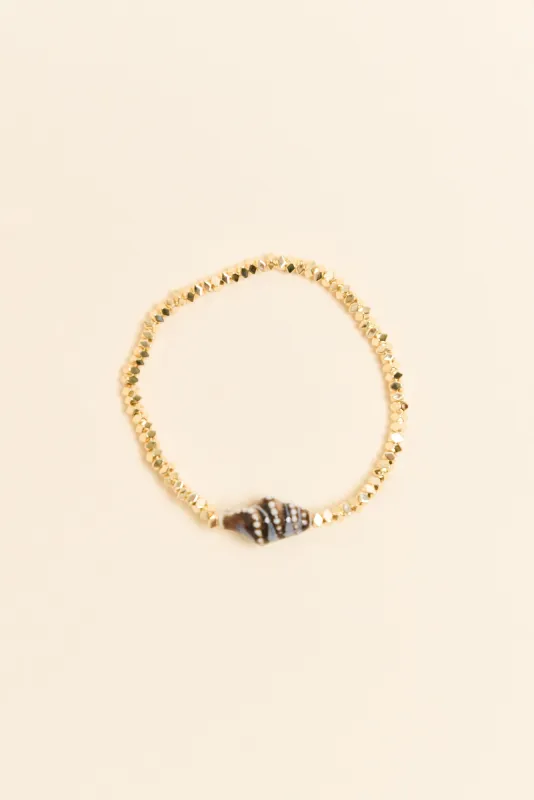 Jena Chocolate Shell Beaded Bracelet sold by Blue Bungalow