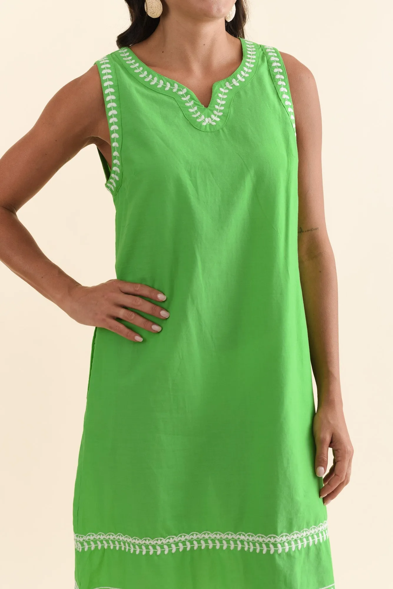 Lyndal Green Embroidered Cotton Dress sold by Blue Bungalow product image thumbnail 5