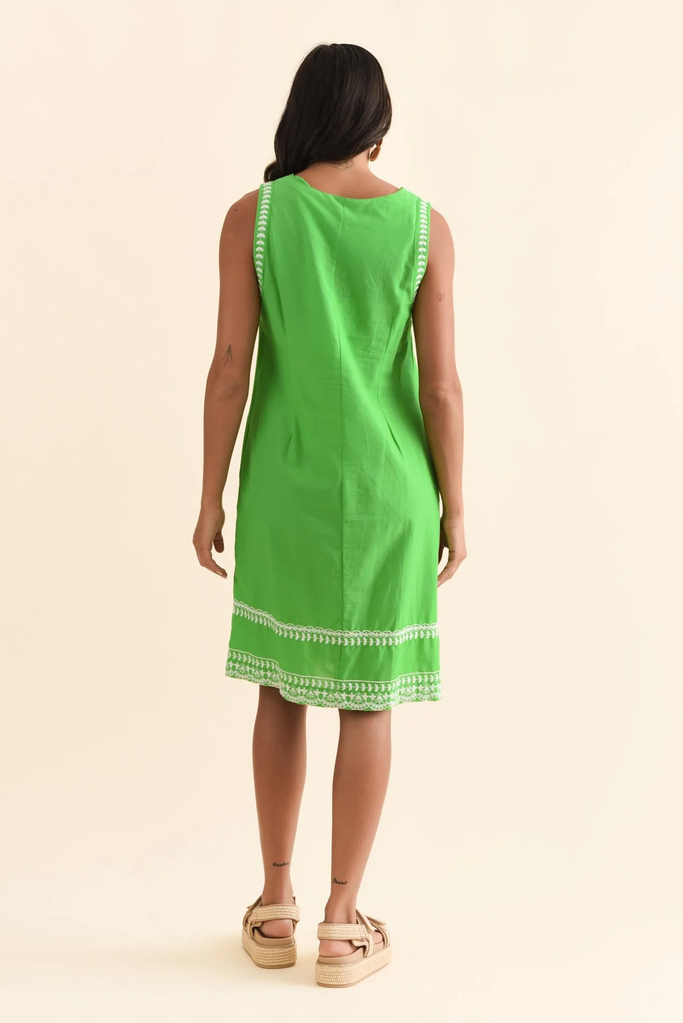 Lyndal Green Embroidered Cotton Dress sold by Blue Bungalow product image thumbnail 4