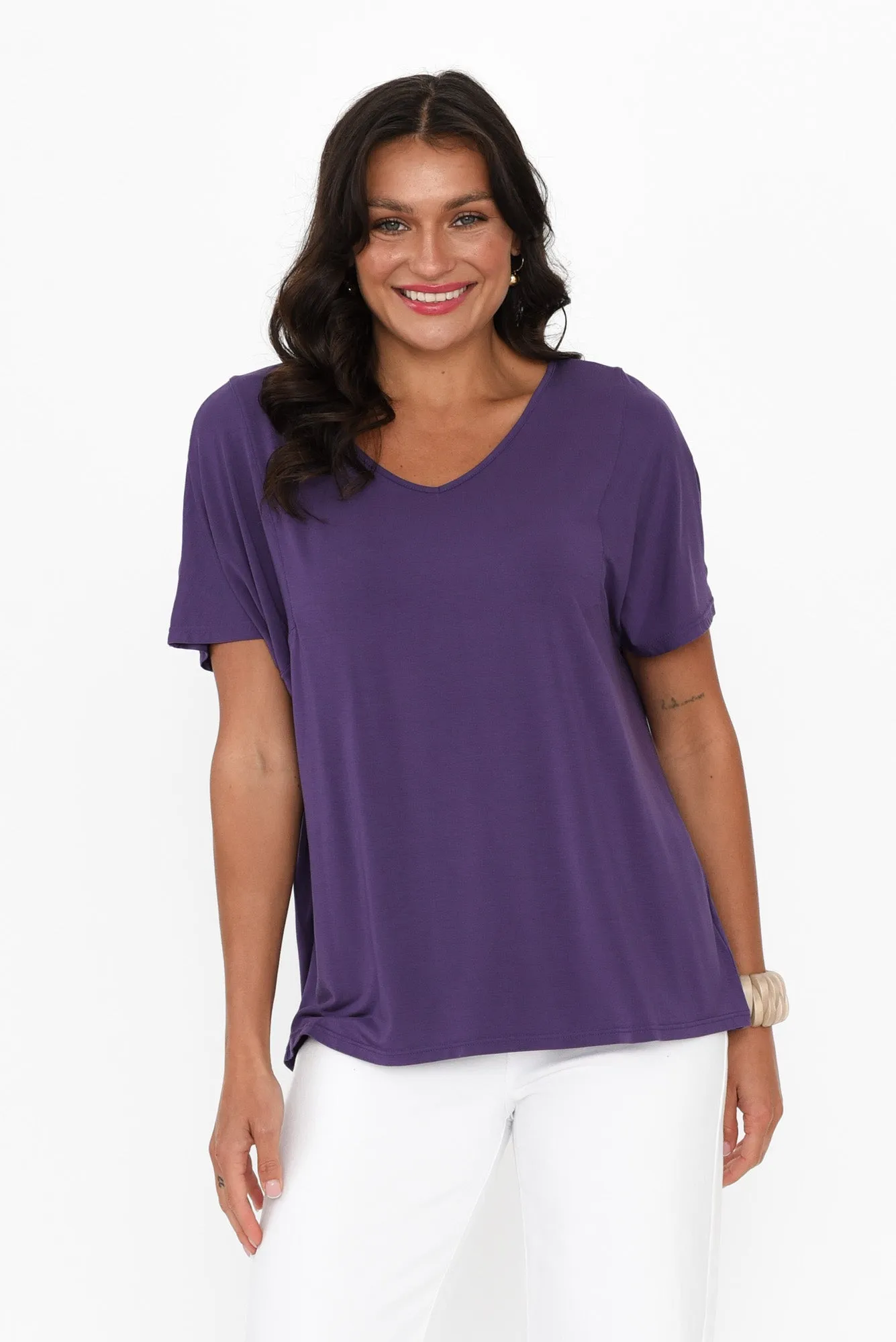 Ivy Purple Micro Modal Swing Tee sold by Blue Bungalow product image thumbnail 2