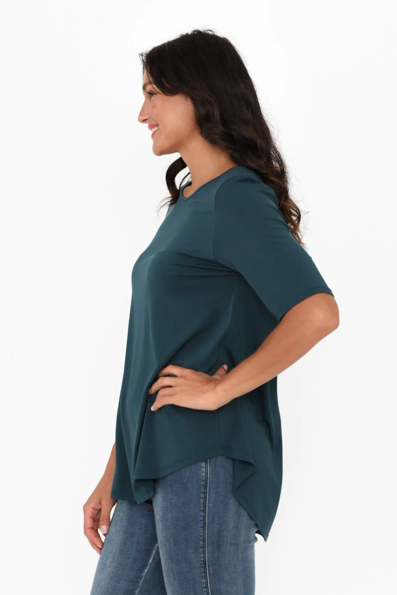 Buttery Dark Green Half Sleeve Tee sold by Blue Bungalow product image thumbnail 4