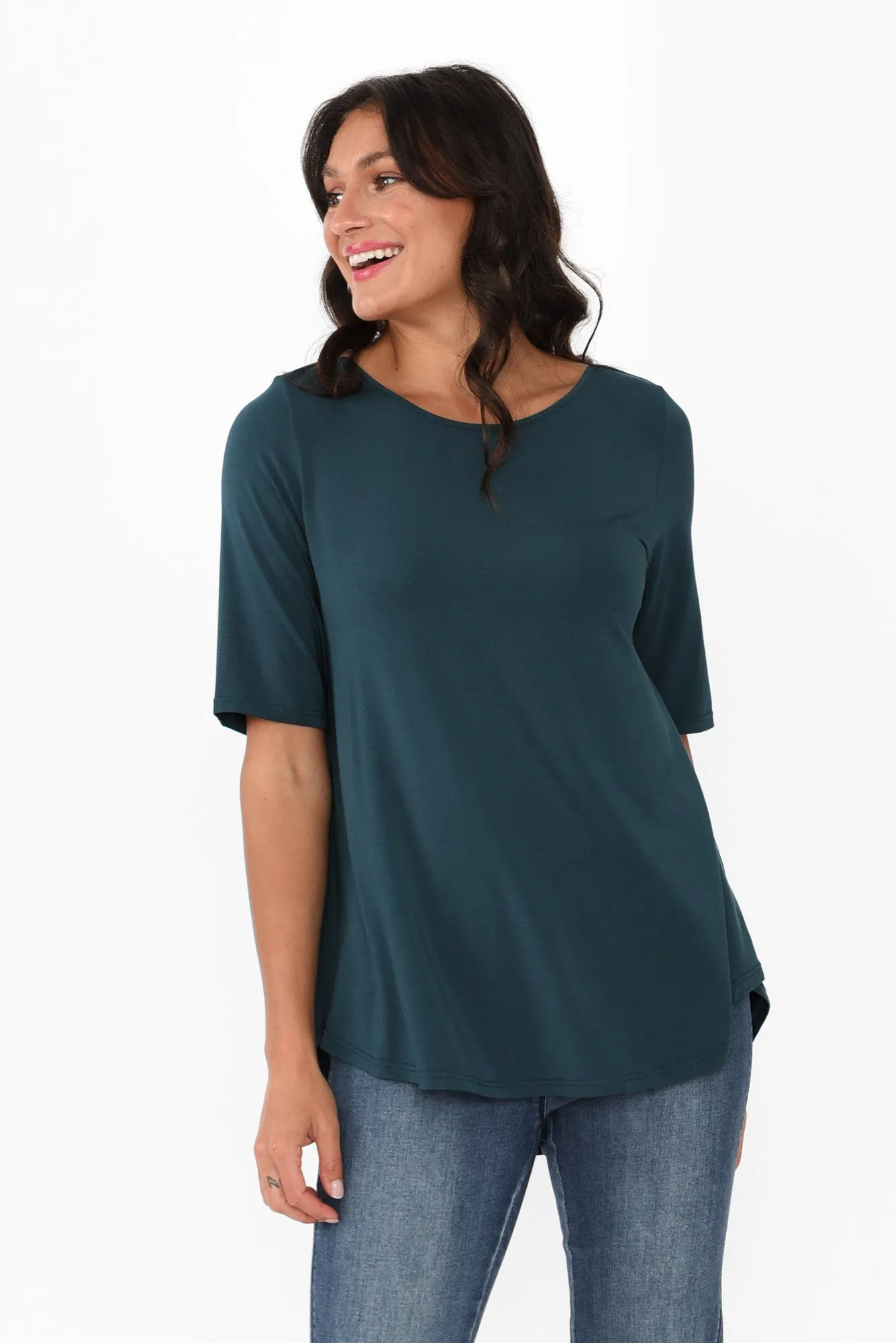 Buttery Dark Green Half Sleeve Tee sold by Blue Bungalow product image thumbnail 2