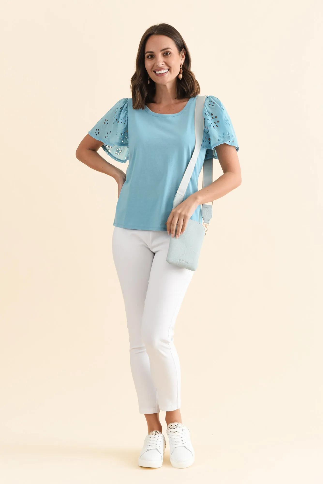 Lottie Blue Embroidered Cotton Tee sold by Blue Bungalow product image thumbnail 2