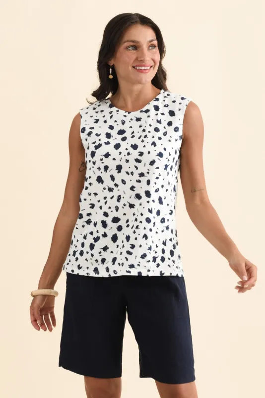 Jordyn Blue Speckle Cotton Tank sold by Blue Bungalow