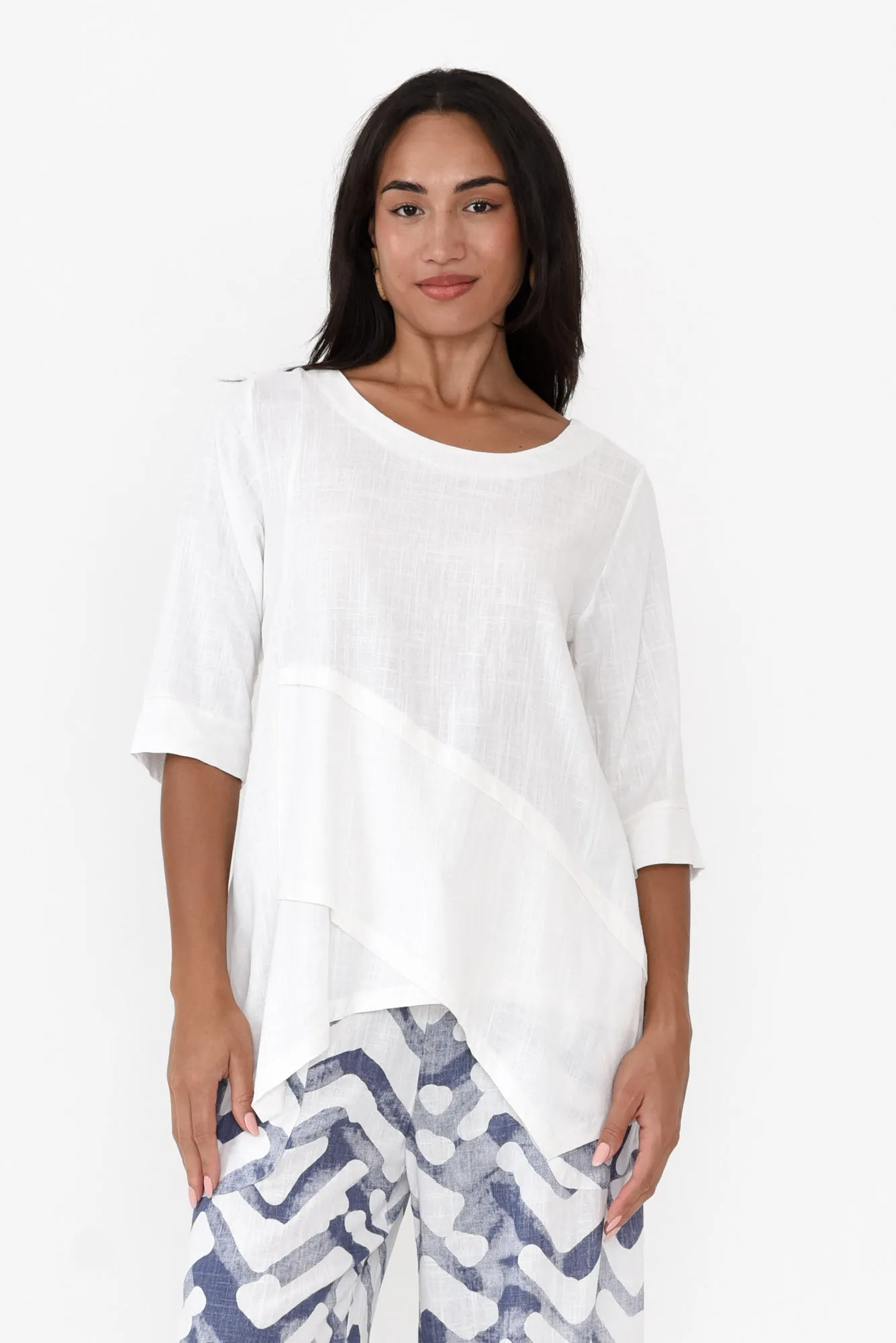 Anya White Linen Cotton Top sold by Blue Bungalow