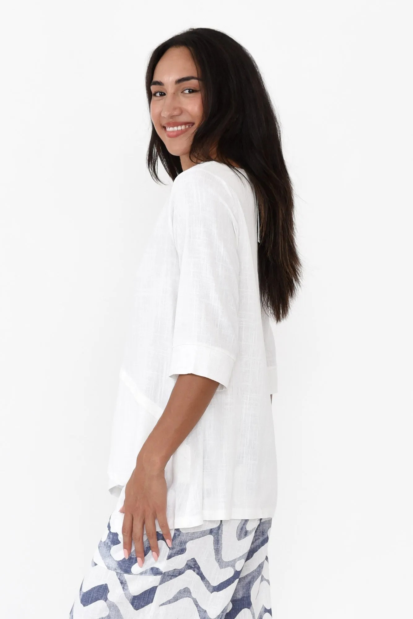 Anya White Linen Cotton Top sold by Blue Bungalow product image thumbnail 4