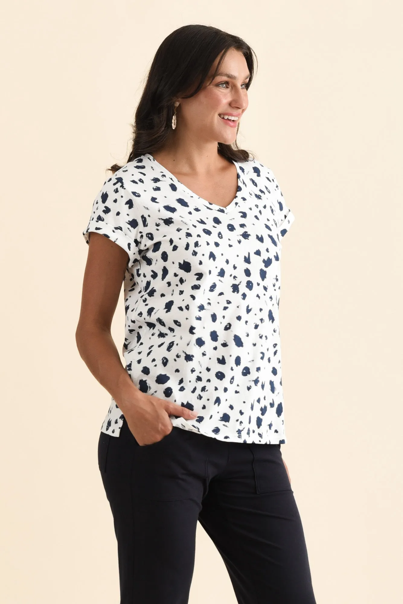 Ayla Blue Speckle Cotton Tee sold by Blue Bungalow product image thumbnail 3