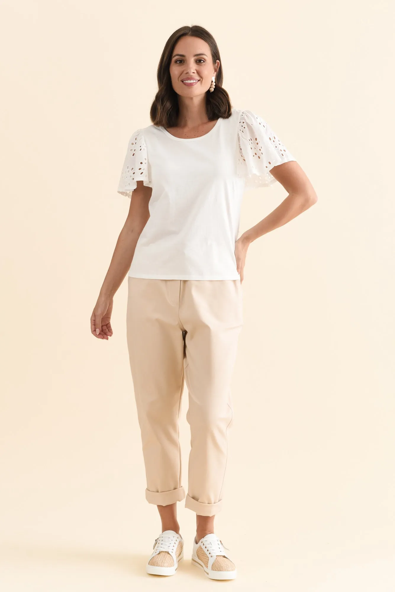 Lottie White Embroidered Cotton Tee sold by Blue Bungalow product image thumbnail 2