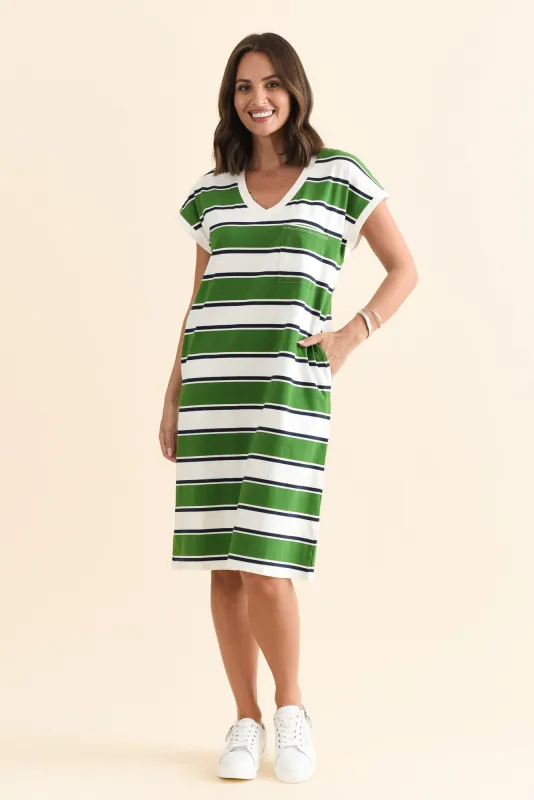 Zena Green Stripe T-Shirt Dress sold by Blue Bungalow