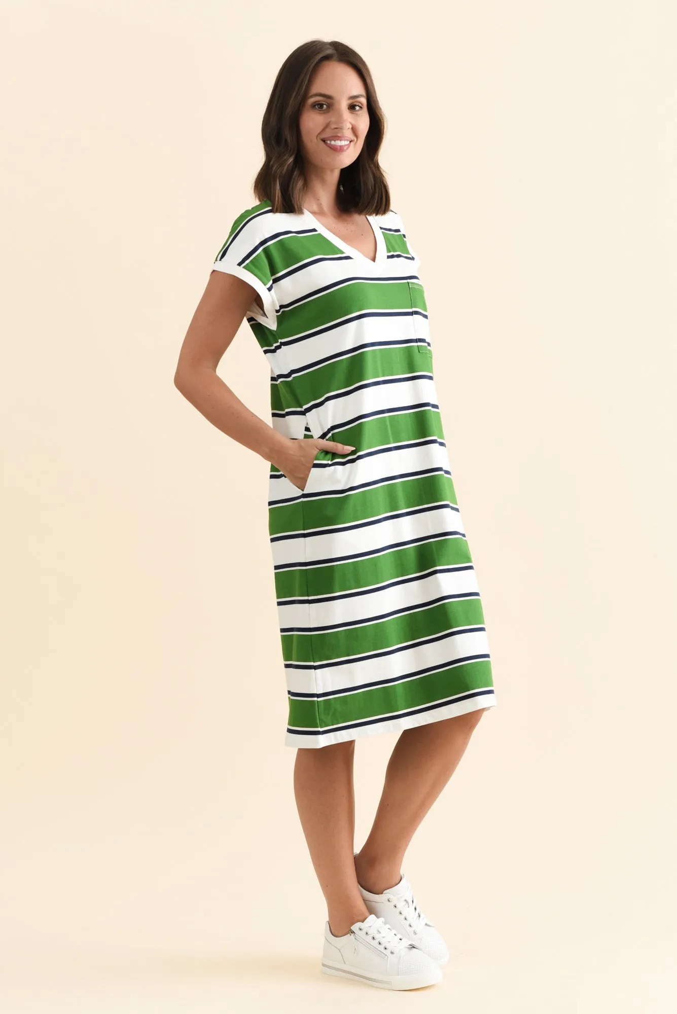 Zena Green Stripe T-Shirt Dress sold by Blue Bungalow product image thumbnail 3