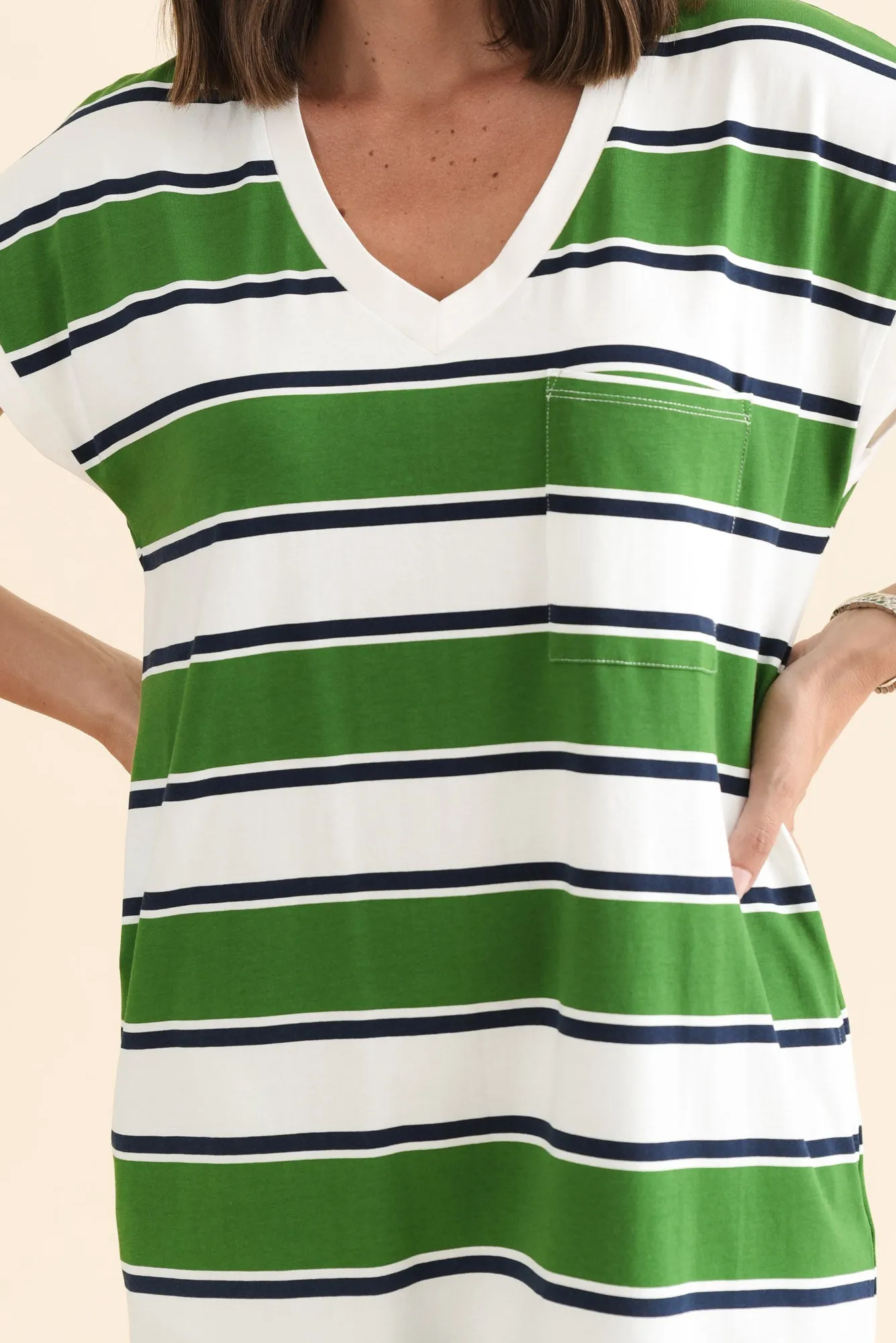 Zena Green Stripe T-Shirt Dress sold by Blue Bungalow product image thumbnail 5