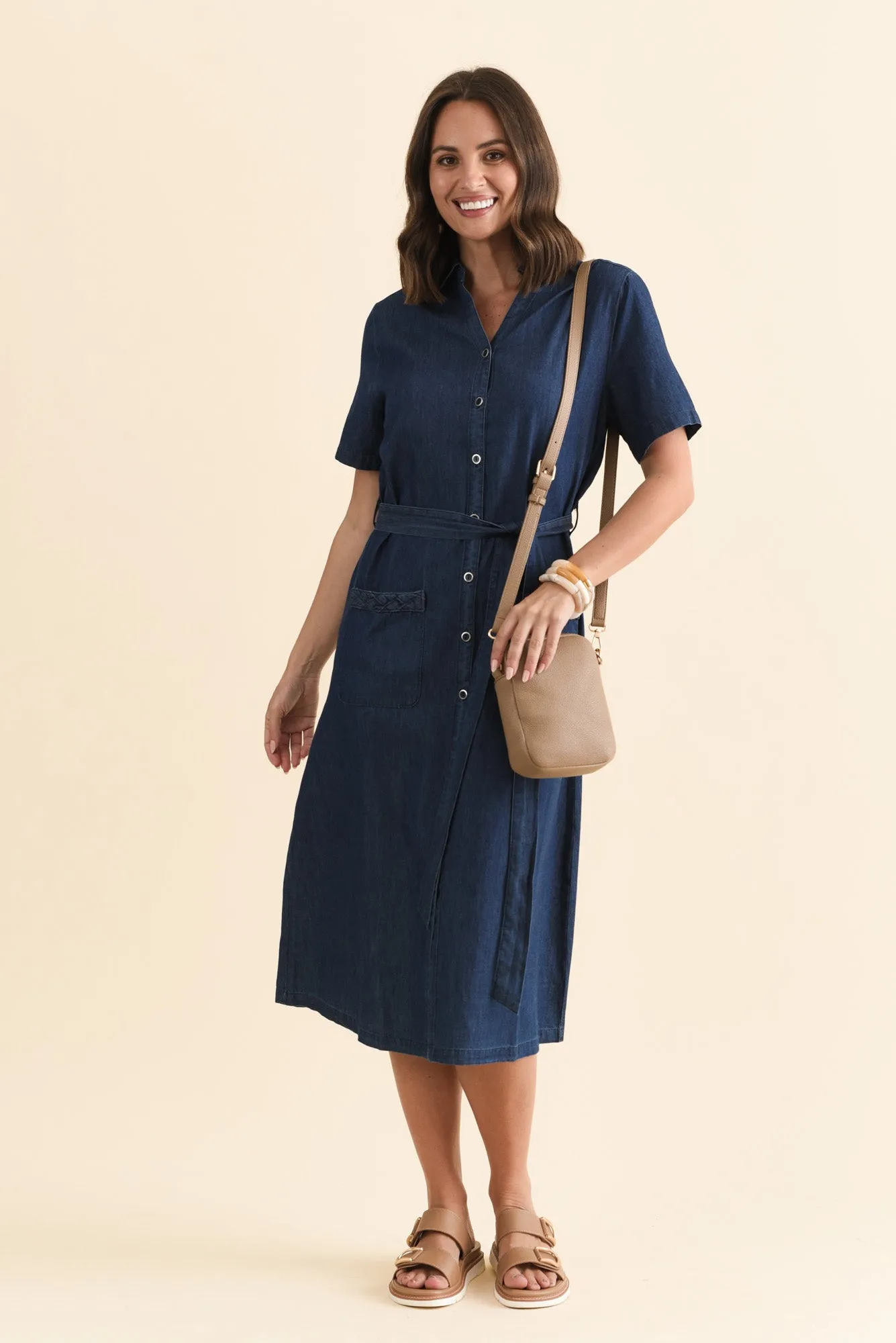 Sofie Soft Blue Denim Shirt Dress sold by Blue Bungalow