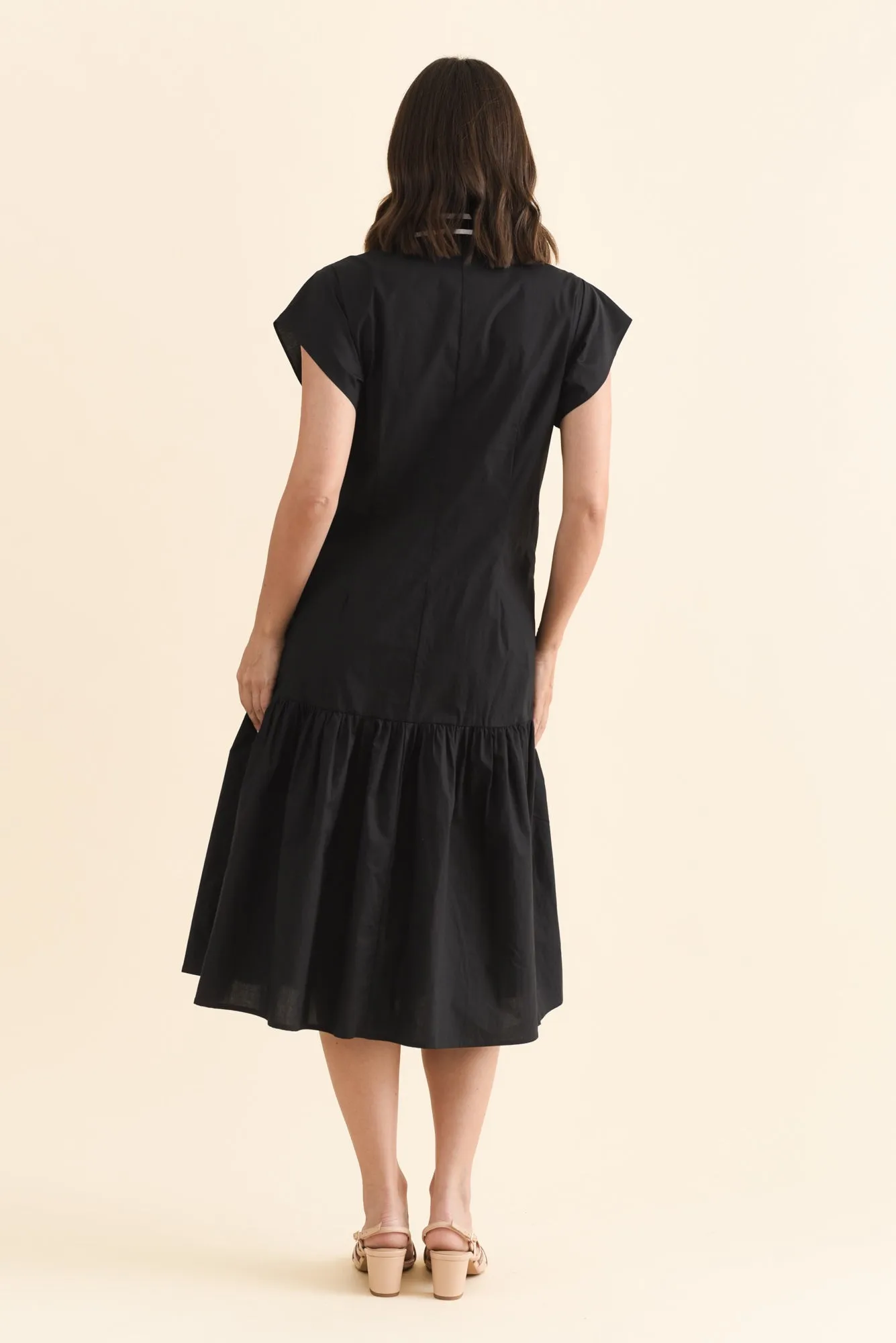 Mari Black Contrast Cotton Tie Dress sold by Blue Bungalow product image thumbnail 4