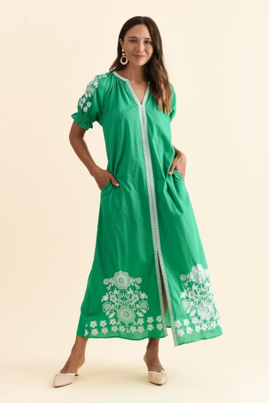 Remy Green Cotton Embroidered Dress sold by Blue Bungalow