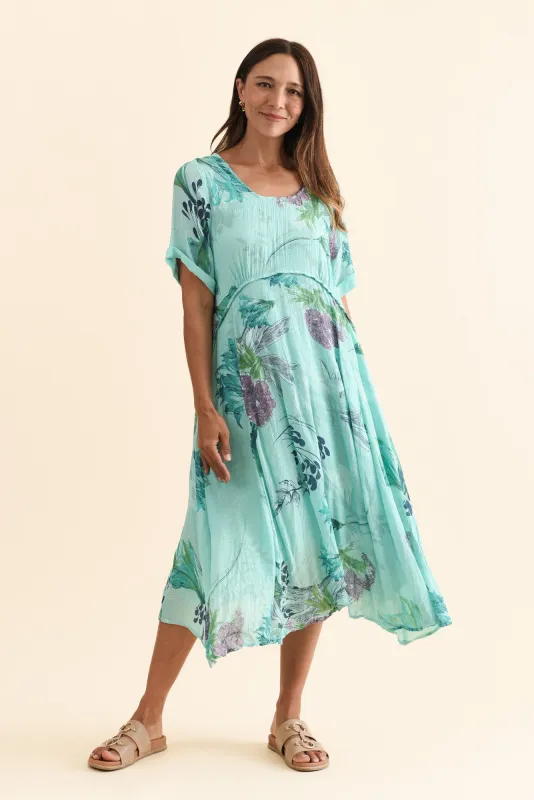 Ramona Blue Floral Cotton Blend Dress sold by Blue Bungalow