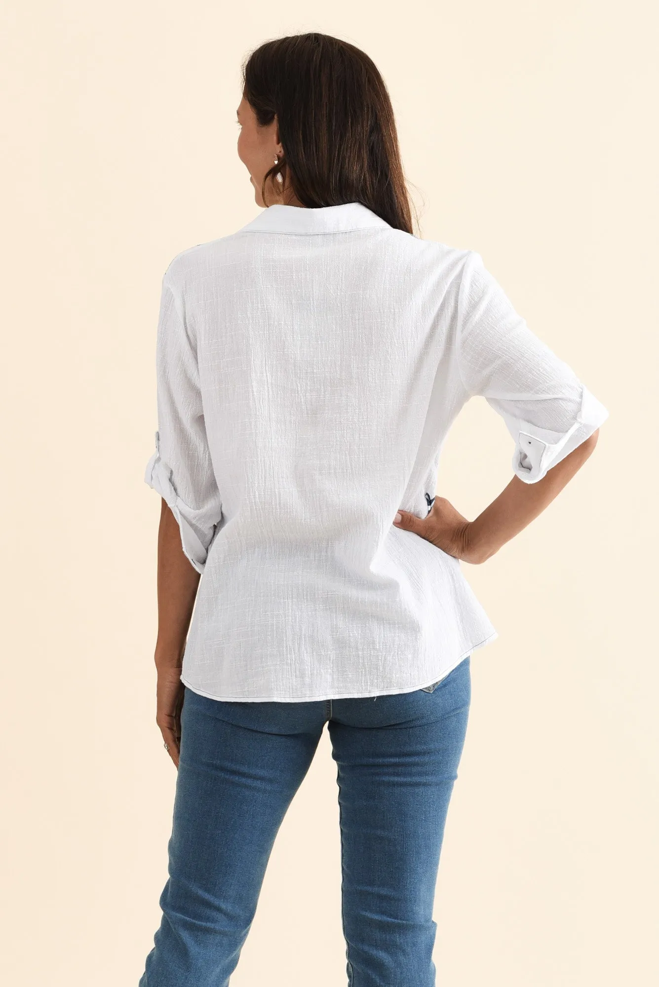 Georgina Blue Tile Cotton Shirt sold by Blue Bungalow product image thumbnail 4