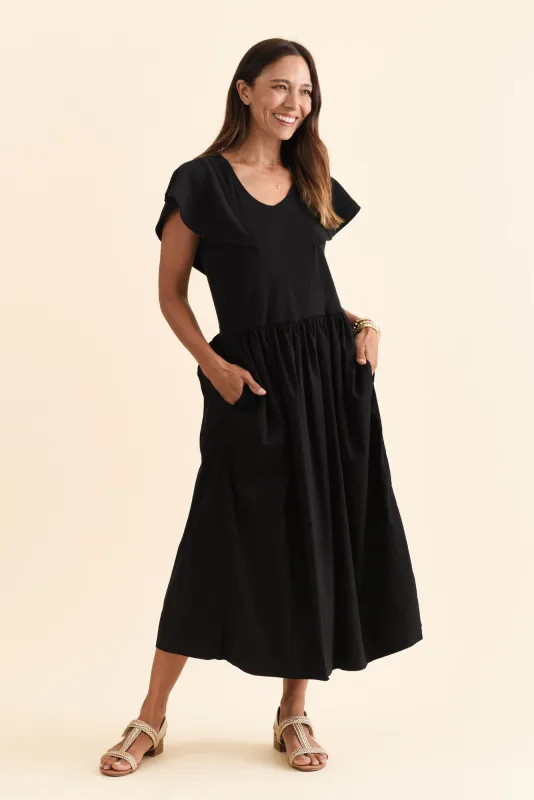 Rosie Black Cotton Maxi Dress sold by Blue Bungalow
