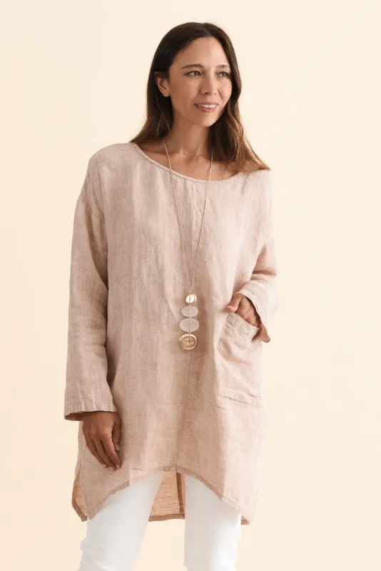 Abbey Pink Linen Tunic sold by Blue Bungalow