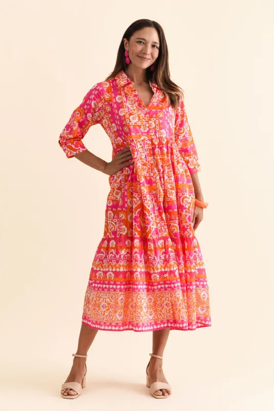Jasper Pink Mosaic Cotton Maxi Dress sold by Blue Bungalow